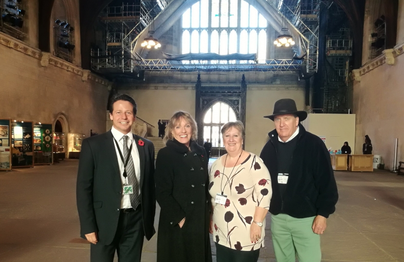 Nigel Huddleston MP with Dame Esther Rantzen, Jane and Marc Jackson from the Bristol Grandparents Support Group