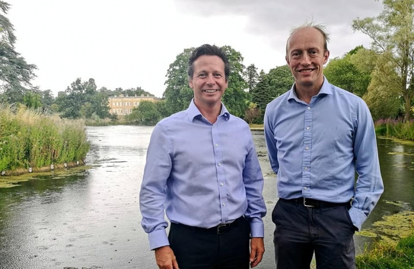 Nigel Huddleston MP with Henry Berkeley at Spetchley Park