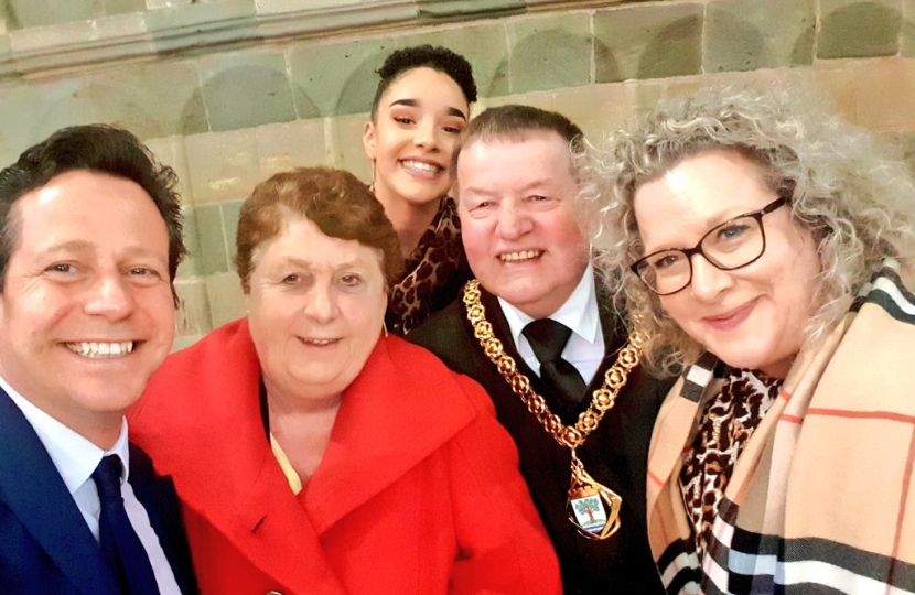 Nigel Huddleston MP with local civic leaders at County Council Civic Service at Worcester Cathedral