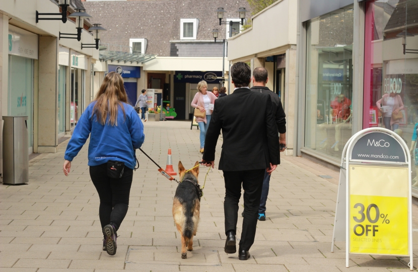 Nigel Huddleston MP walking in Droitwich