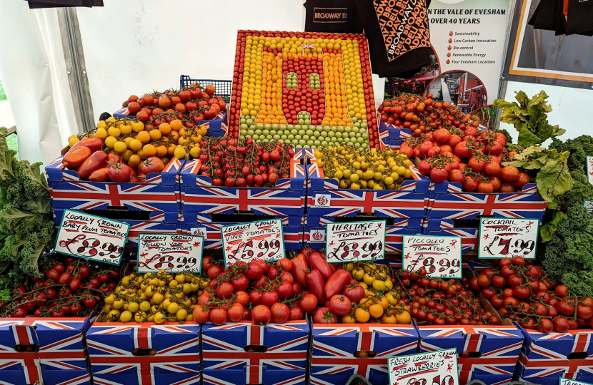 Broadway Deli's mosaic of Broadway Tower made out of tomatoes.