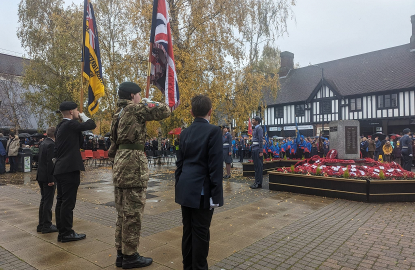 Nigel Huddleston MP attends Remembrance Sunday ceremony in Droitwich.