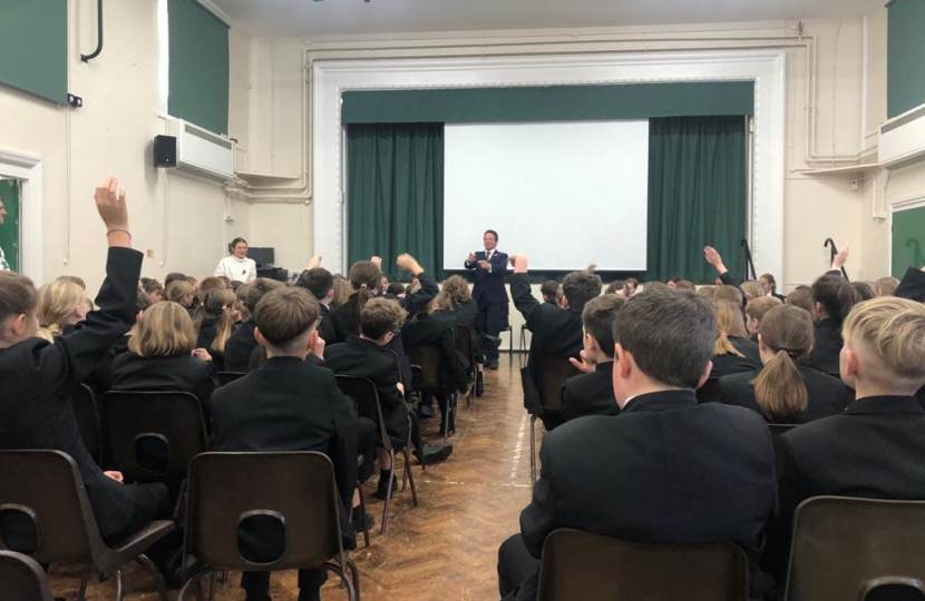 Nigel Huddleston MP's visit to Blackminster Middle School near Evesham during Parliament Week.