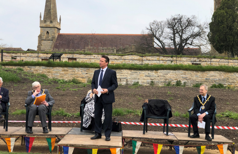 Attending the opening of Evesham Abbey Gardens