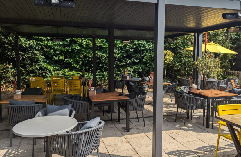 Outside seating area in the Castle pub 