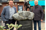 Nigel and Patrick with Edward Winslow Statue