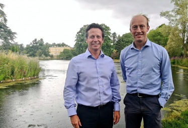 Nigel Huddleston MP with Henry Berkeley at Spetchley Park