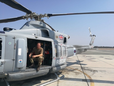 Nigel Huddleston MP in Griffin Helicopter at RAF Akrotiri