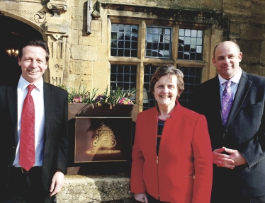 Nigel Huddleston MP with Anthea McIntyre MEP and Jason Adams at Lygon Arms, Broadway