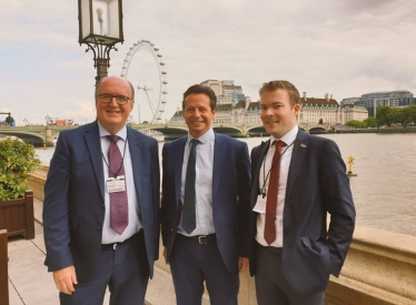 Nigel Huddleston MP with Cllr Richard Morris and Cllr Bradley Thomas