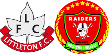 Logos of Littleton F.C. and Worcester Raiders F.C.