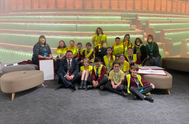 Nigel at the Education Centre in Parliament with Hartlebury students