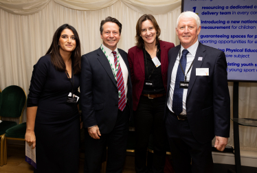 Pictured with members of the Youth Sport Trust's Board: Shweta Sharma, Dame Katherine Grainger DBE and Neil Davidson CBE